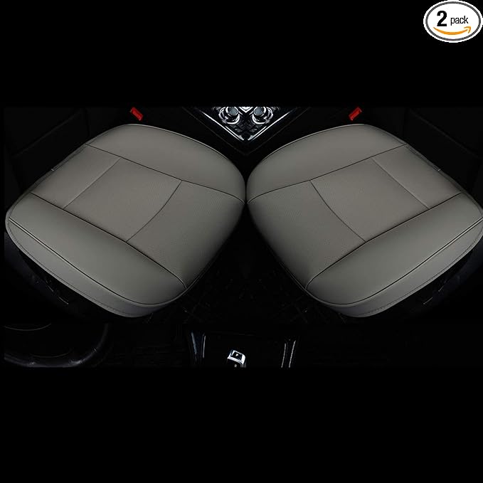 Car Seat Cushions Cover, 2pcs PU Leather Car Seat Covers Car Seat Protector Cover for Car Driver and Passenger Seat Bottom (Width 20.8×deep 21×Thick 0.35 inch) (Dark Grey-B)
