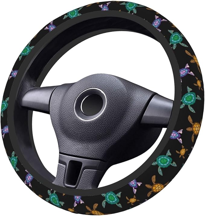 sea Turtle Neoprene Steering Wheel Cover for Men Women Anti-Slip Elastic Steering Wheel Protective Cover 15in Universal Car Accessories Fit Cars, SUVs, Auto