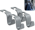 Amooca Car Seat Headrest Hook 4 Pack Hanger Universal Vehicle Car Storage Organizer for Handbag Purse Coat S Type Grey