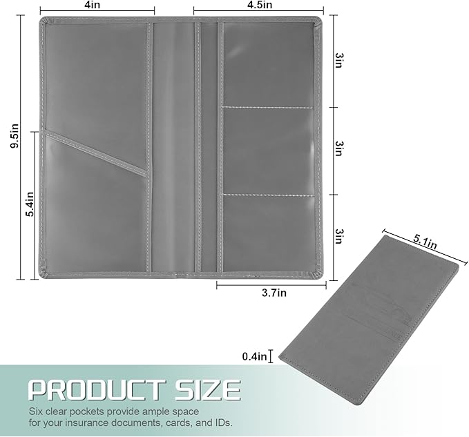 JUSTTOP 1Pack Car Registration and Insurance Holder,Car Document Holder for Cards License with Magnetic Shut,Vehicle Glove Box Car Organizer for Documents, Cards, License(Gray)