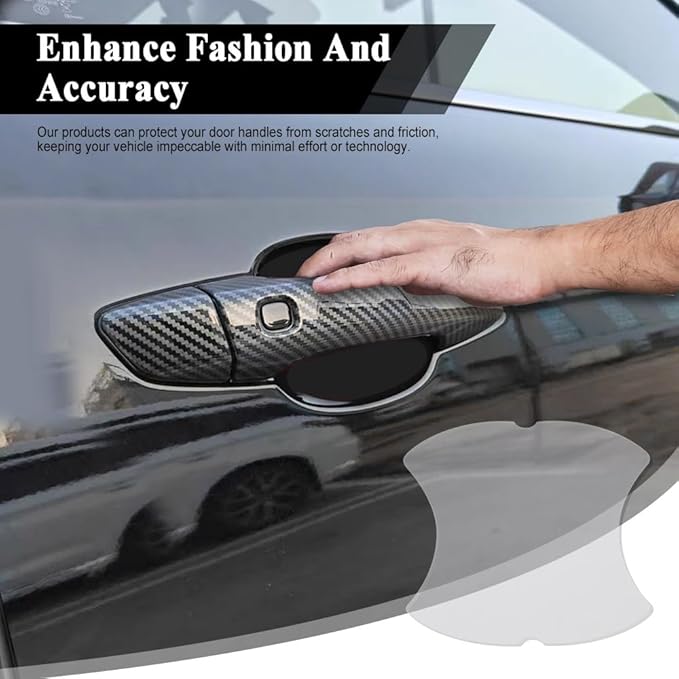 4PCS Car Door Handle Cup Scratch Protector, Car Door Handle Sticker, Scratch Auto Door Protective Film, Car Accessories Car Door Handle Protective Films Universal for Cars (Transparent, 4PCS)