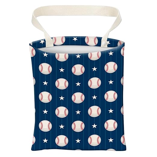 ABUIFDK Car Trash Can, Cute Car Trash Bag, Hanging Car Organizer and Storage Bag, Trash Bin for Car Accessories, Vehicle, Travelling, Camping Cute Blue Baseball