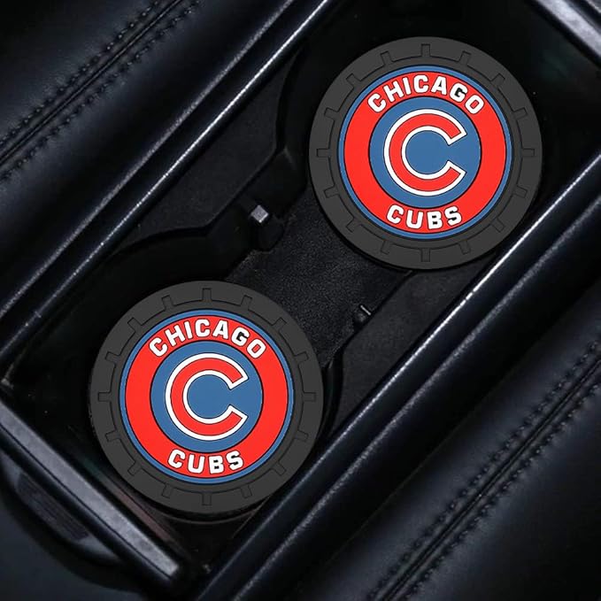 Silicone Cubs Car Cup Holder Coasters,Baseball Fans Car Coasters for Chicago Cubs Fans, Non-Slip Universal Fit Cup Holder Insert