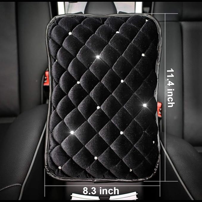 Evankin Vehicle Center Console Armrest Cover Pad,Soft Comfort Center Console Armrest Cushion for Car,Stylish Plush Design Car Armrest Cover Seat Box Cover Protector Universal Fit,Black