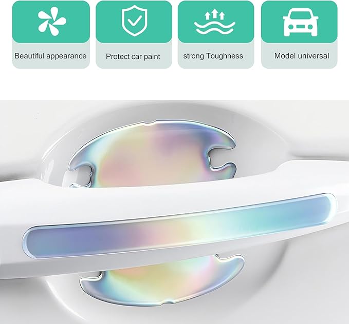Car Door Handle Protector, Car Door Bowl Anti-Scratch Protective Sticker for, Waterproof Self-adhesive Personalized Carbon Fiber Decoration, Suitable for Most Car Accessories (Multicolored)