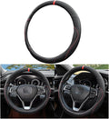 Mandark Car Steering Wheel Cover, 15 Inchs Microfiber Leather Non-Slip Vehicle Steering Wheel Protector, Breathable Auto Interior Protection Accessories, Universal for SUV Sedan Truck (Black/Red-A)