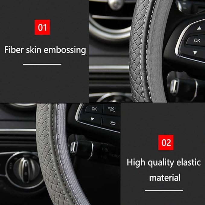 Car Steering Wheel Cover, Steering Wheel Cover for Men and Women, 15 Inch Microfiber Leather Auto Steering Wheel C Over, PU Leather Car Steering Wheel Cover Fit for Most Cars, SUVs, Trucks