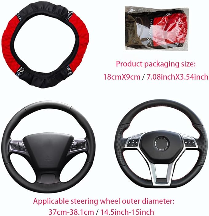 WLERIR Microfiber Leather Steering Wheel Cover with Anti-Slip Lining Universal Car Accessory for Steering Wheel with a Diameter of 14.5-15 inch (Beige)