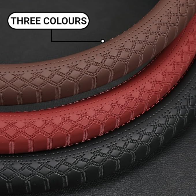 Wood Car Steering Wheel Cover Rubber Inner Ring All Car Universal Four Seasons Universal Thin Fiber Leather Anti-Slip 16 17 18 19inch for Truck (16inch, red)