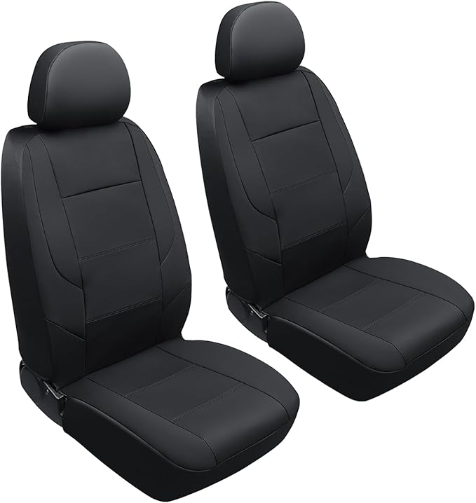 GIANT PANDA Front Car Seat Cover for Hyundai, Leather Bucket Seat Covers Custom Fit Hyundai Sonata Elantra Santa Fe Tucson Accent Kona Palisade Genesis Venue Ioniq(Black) 2-Pack