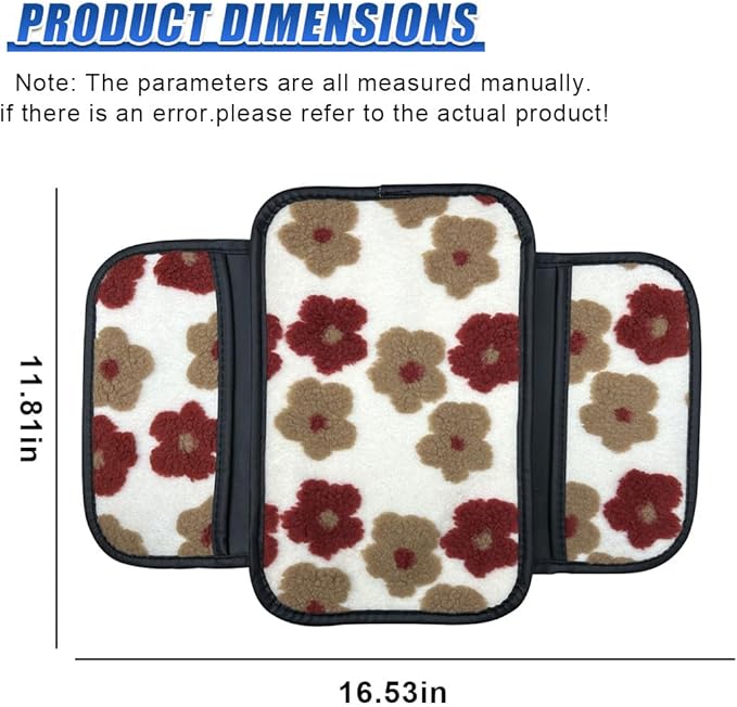 Car Center Console Cover, Soft Fluffy Car Armrest Seat Box Cushion Pad with 2 Storage Bags, Universal Vehicle Interior Protector Accessories for Most Sedans, SUVs, Trucks (Red)