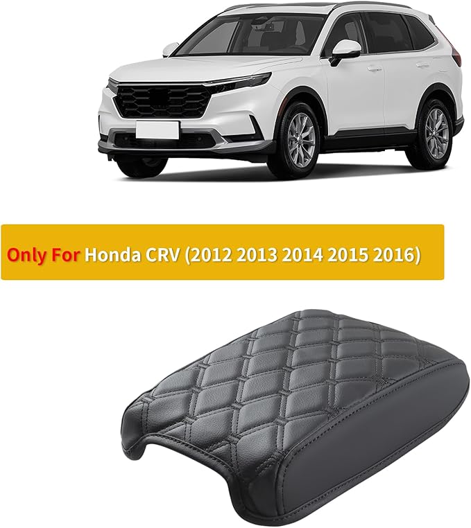 GIANT PANDA Custom Car Center Console Armrest Cover Fit for Honda CRV 2012 2013 2014 2015 2016,Waterproof Faux Leather Middle Console Cover Arm Rest Lid Cover Protector - Full Protection - Black