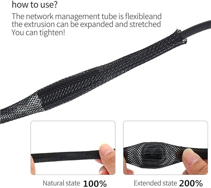 25ft - 3/4 Inch Cable Management Sleeve Protector,Wire Loom PET Expandable Wire Sleeving for Office TV Computer Home Theater Engine Bay Cord Organizer,Protect Cables from Pet Cat Dog Chewing,Black