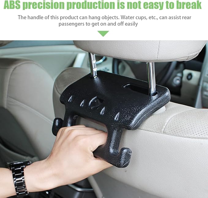 AUCELI Car Seat Headrest Hook, 2 Pack Hanger Storage Organizers for Purse Coat Grocery Handbag, Multifunctional Back Seat Headrest Grab Handle, Interior Accessories Universal for Car, Truck, SUV