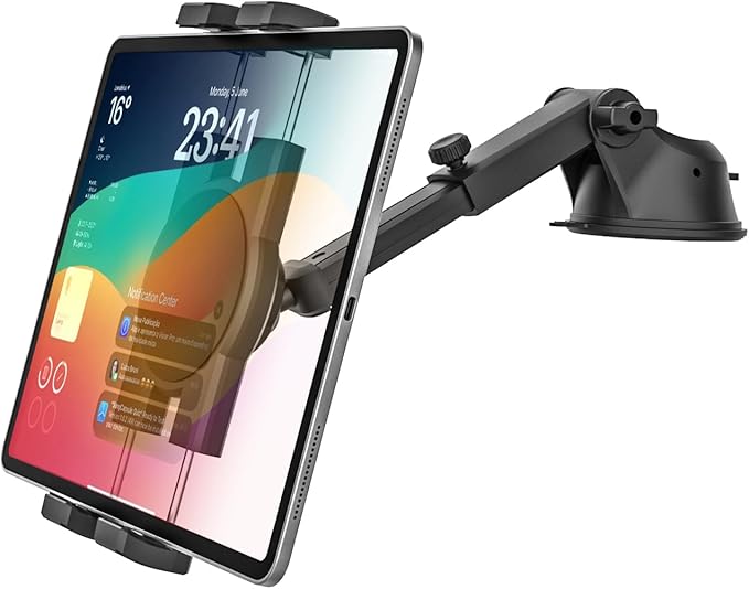 GDZN Dashboard Car Mount, Stretchable Dash Holder, Super Sticky Suction Cup Stand Clamp for iPad Pro 12.9 Air Mini, Galaxy Tabs, Z Fold, More 4-13" Cellphones and Tablets
