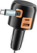Retractable Car Charger USB C Fast Charge for iPhone 17 16 Car Charger, 60W Type C Built-in Retractable C Cable for iPhone Air/16/15 Series, iPad, Pixel and More