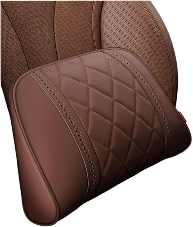 Car Headrest Neck Pillow Soft Leather Fit for Seat Back Support Lumbar Pillow Car Travel Rest Cushion Accessories(Beige-Neck 1PC)