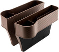 Leather Multifunctional Car Seat Organizer, Cars Seat-Gap Filler with Cup Holder, Multipurpose Backseat Car Seats Organizer Front Seats, Auto Storage Bag for Cars Console Side (Brown,Left+Right seat)
