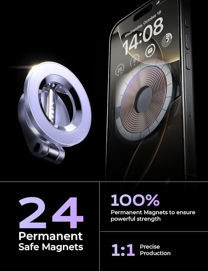 LISEN for iPhone MagSafe Car Mount, Cute Ultra Magnetic Phone Holder for Car Dashboard, Magnet Car Phone Mount for Dashboard Purple Car Accessories for iPhone17 Pro Max Air 16 15 14 13 12, Purple
