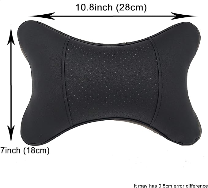Thomakoo Car Neck Pillows 2pcs Pack Car Headrest Pillow Pu Leather Car Cervical Pillows for Traveling Car Pillows Filled by Fiber (Black)