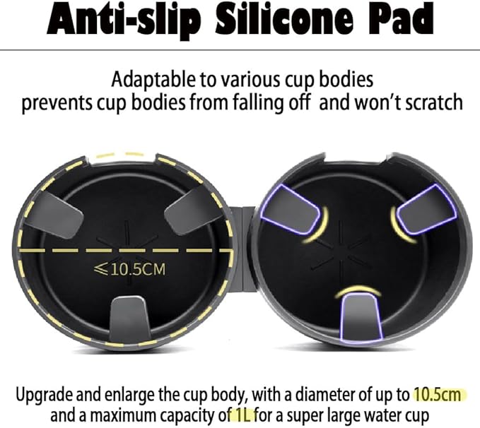 Cup Holder Expander for Car, 2 in 1 Cup Holder Phone Mount with Adjustable Base, Car Cupholder for Yeti Hydro Flasks 16-40oz Cup, 32/40 oz Large Bottles Drink Mugs,Big Cup-Large