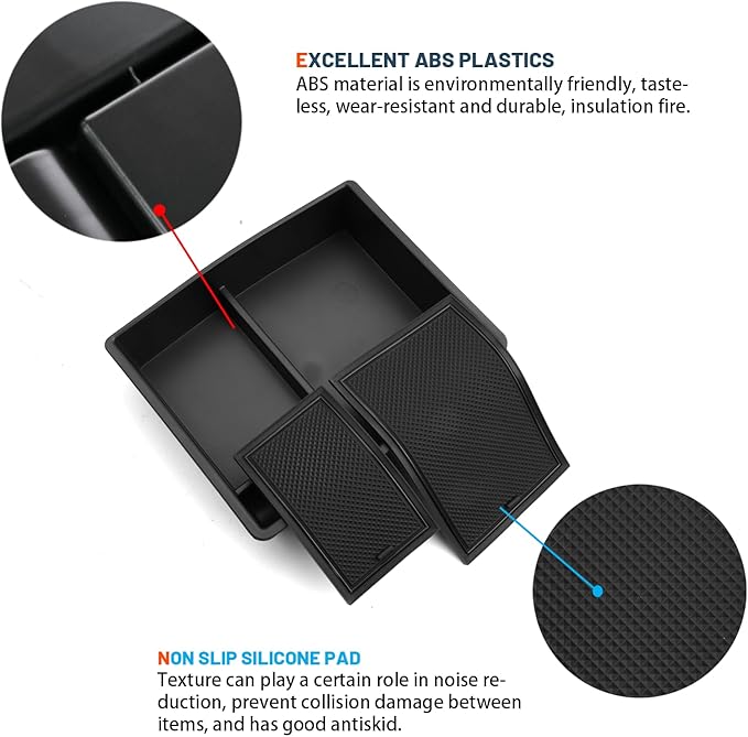 Ruiya 2026 Tacoma Center Console Organzier for Toyota Tacoma 2026 Accessories ABS Material Armrest Console Organizer Compatible with 2024 2025 2026 Toyota Tacoma SR/SR5/Limited/TRD Sport/TRD Pro