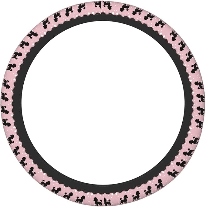 Poodle Pattern Universal Fit Steering Wheel Cover for Car, Truck, and SUV, Durable Steering Wheel Protection