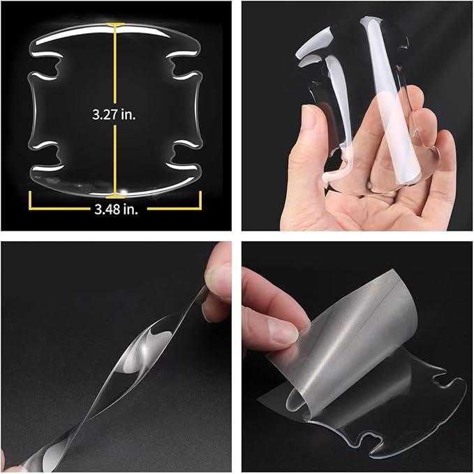 iPick Image for Lincoln Logo Universal Car Door Handle Cup Protector Clear Decal Stickers, Pair - Official Licensed