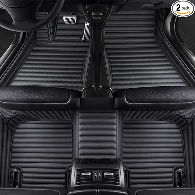 Custom Car Floor Mats Fit 96% Car Model Luxury Leather Waterproof Anti-Skid Full Coverage Liner Front Rear Mat/Set (All in Black -3D)