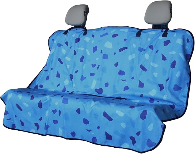 LoyaGour Back Seat Cover for Car Trucks Van SUV,Waterproof Rear Bench Towel Seat Covers for Dogs and Kids,Automotive Backseat Protector (Blue Marbling)