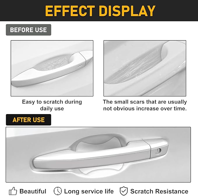4Pcs Car Door Handle Protector,Waterproof Anti-Scratch Stickers Covers,Transparent Universal Car Door Handle Protector Accessories