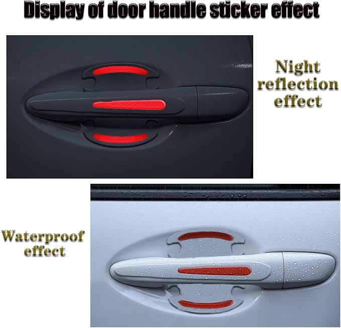 8pcs Clear Car Door Handle Scratch Protector，Clear-Transparent & 3D Carbon Fiber-Marking,Anti Scratch,Universal Auto Door Handle Anti Scratch Cover Guard (White)