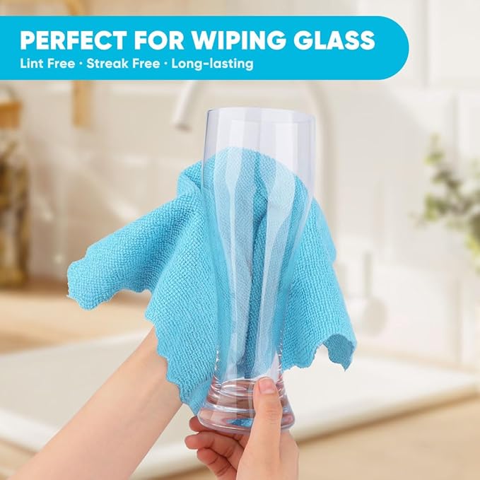 Orighty Microfiber Cleaning Cloth, 200 Pack Highly Absorbent Cleaning Supplies, Lint Free Kitchen Towels Cleaning Rags, Microfiber Towels for Cars, House, Window, 12x11 inch