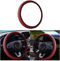 Leather Car Steering Wheel Cover, Anti-Slip Breathable Microfiber Leather Steering Wheel Protector for Women Men, Universal 15'' Elastic Soft Odorless, Car Accessories for Car, Truck, SUV (Wine Red)
