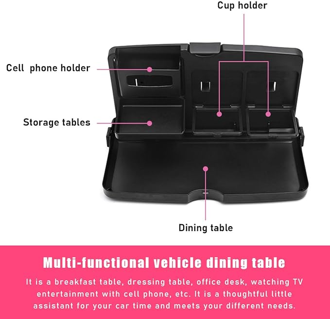 Foldable Car Food Tray Holder, Multi Functional Portable Backseat Tray Desk for Eating, Drinking and Writing, Laptop Work