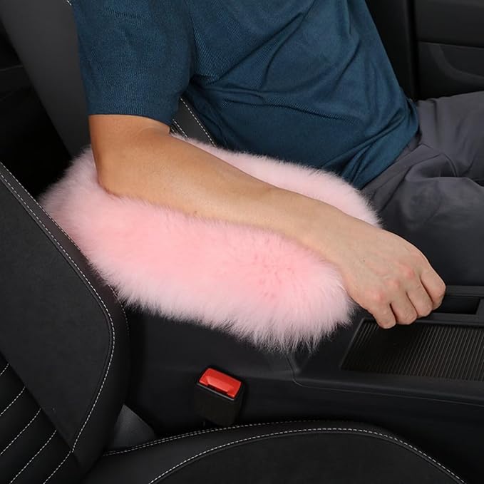 Wool Car Center Console Cover,Universal Fluffy Sheepskin Car Armrest Pad,Car Interior Accessory for Women Men,Armrest Cover Protector for Cars,Vehicles,SUV Peacock Blue