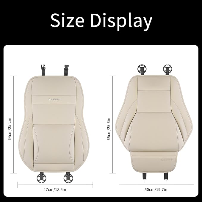 Gripure Car Seat Cover Protector for Front Seats – Waterproof, Breathable Faux Nappa Leather, Airbag Compatible, Dual Support for Waist & Legs, Universal Fit for Sedans, SUVs, Pickups (2pcs,Beige)