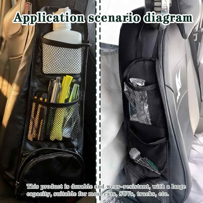 2PCS Car Seat Storage Pouches, Car Organizer, Universal Fit for Car Seats, SUVs, Trucks, Organize Phones, Water Bottles, Snacks, Travel Essentials (2PCS)