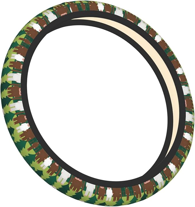 Neoprene Steering Wheel Cover Sasquatches-Forest Car Steering Wheel Cover Universal Fit for Most Cars