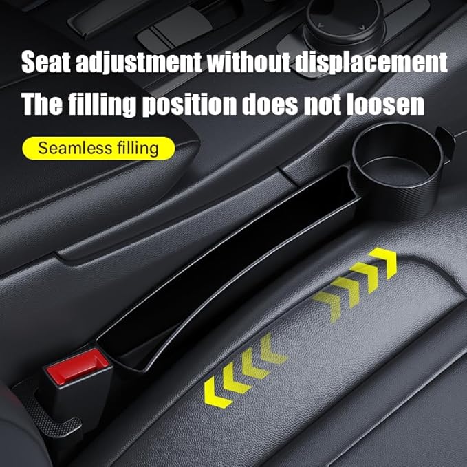 Car Seat Seat Filler 2-Piece Set to Fill The Void Between Seat Seat Blocker to Prevent Items from Drop, 4-in-1 Multifunctional Water Cup Holder Hook Large Capacity Storage Universal SUV Sedan Truck