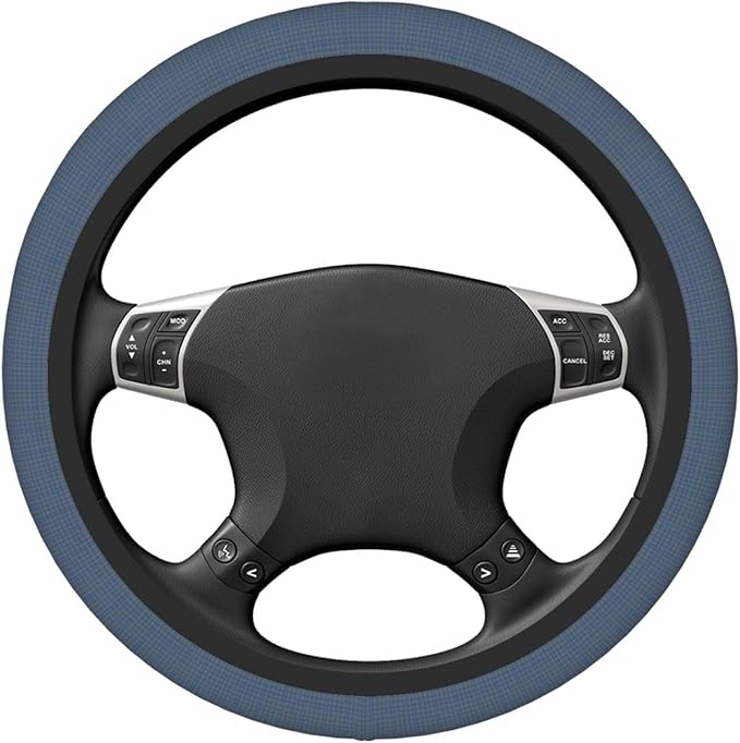 Thickened Elastic Steering Wheel Cover, Plaid Clan Thompson Tartan Grey Blue Ultra, Soft, Breathable, Fit for Cars, SUVs, Trucks, Stylish Comfortable Grip