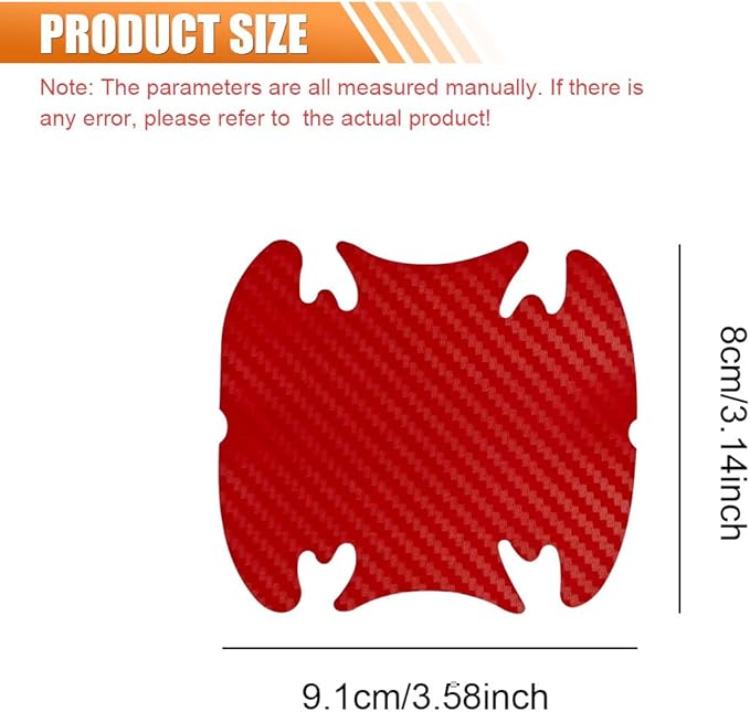 4PCS Car Door Handle Cup Scratch Protector, 3D Carbon Fiber Door Bowl Sticker, Car Paint Protective Film, Universal Automotive Doors Handle Guard Pad for Most Cars (Red)