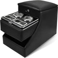24L Center Console Between Seats for Minivans, SUVs & Trucks, 20"L x 9.65"W x 13.78"H Floor/Bench Seat Organizer with Locking Hidden Storage, Dual Cup Holders & Armrest, No-Drill Installation