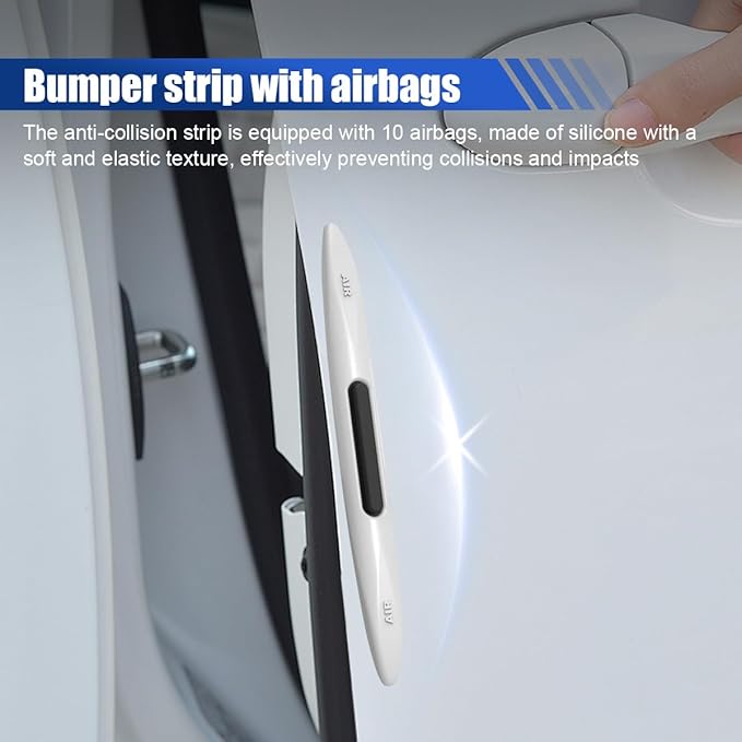 4PCS Car Door Edge Guards Car Side Door Protector, Rearview Anti-Collision Bumper Trim Guard Sticker, Auto Body Self Adhesive Anti-Scratch Strips for SUV Pickup Truck (White)