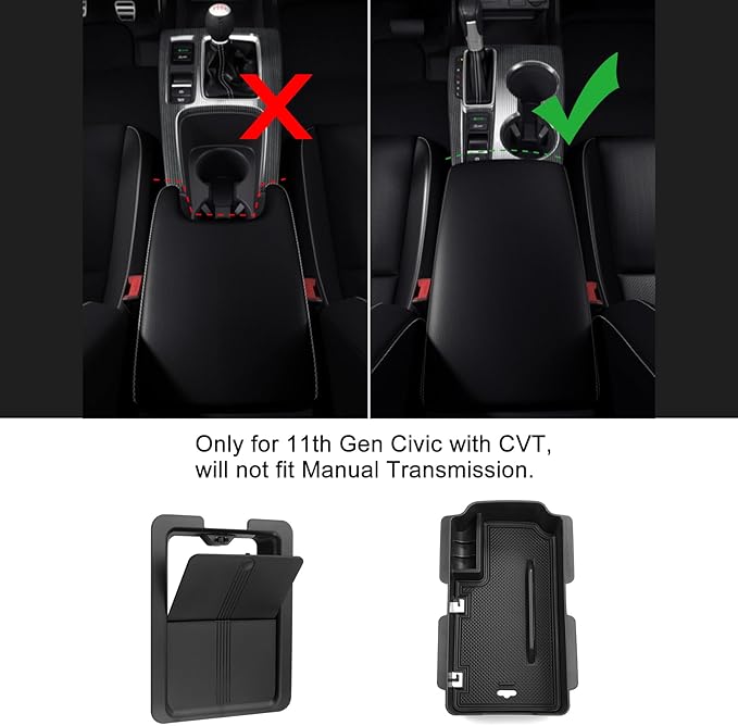 Thenice for 11th Gen Civic Center Console Organizer Armrest Box Tray Glovebox Hidden Storage Compartment Compatible with Honda Civic 2026 2025 2024 2023 2022 Accessories -3PCS