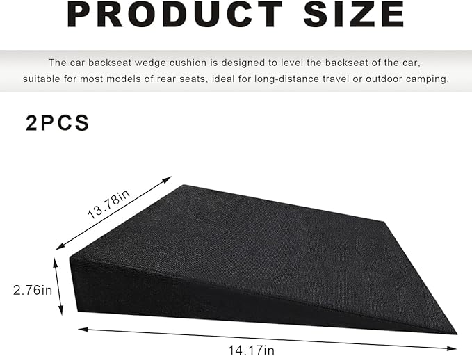 Auto Seat Wedge Leveling Cushion, Truck Driver Heightening Seat Pad Wedge Booster, Angled Design Car Seats Office Chairs Cushion for Sciatica Tailbone Pain Relief (2 PCS)