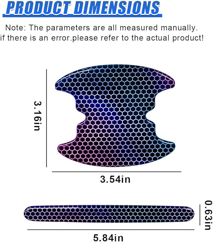 8PCS Laser Car Door Handle Protector, Anti-Scratch & Bumping Auto Door Bowl Protector with Reflective Design, Universal Self-Adhesive Vehicle Exterior Decoration Accessories(No Mark)