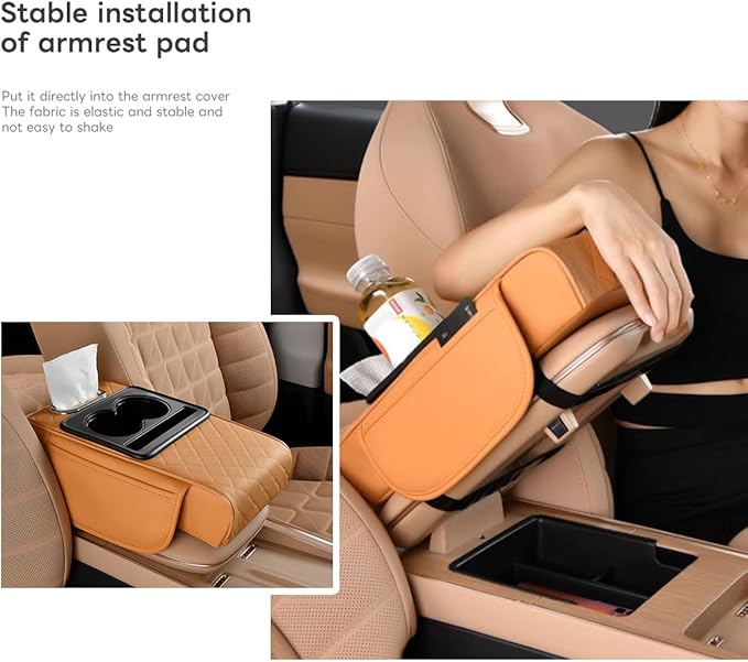 Civenhhd Car Armrest Pad, Universal Armrest Cushion Pad, Leather Armrest Box Pad