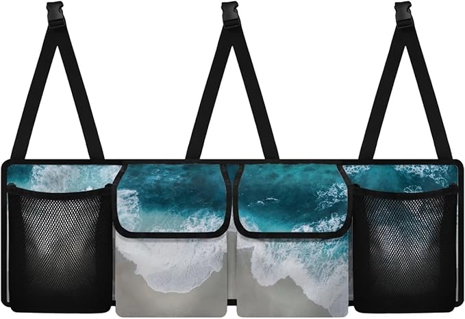 Beach Sea Car Trunk Organizer and Storage, Large Capacity Backseat Hanging Storage with 4 Storage Bag Car Accessories, Backseat Car Organizer Universal for Cars, Truck, vans