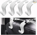 Ziciner Car Seat Headrest Hooks, 4 Pack Auto Durable Backseat Hangers Storage Organizer, Universal Vehicle Interior Holder Accessories for Purse, Grocery Bags, Handbag, Cloths ect (White)